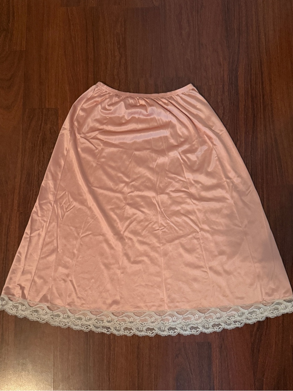 Vanity Fair Blush Pink A-Line Slip Skirt with Lace Trim